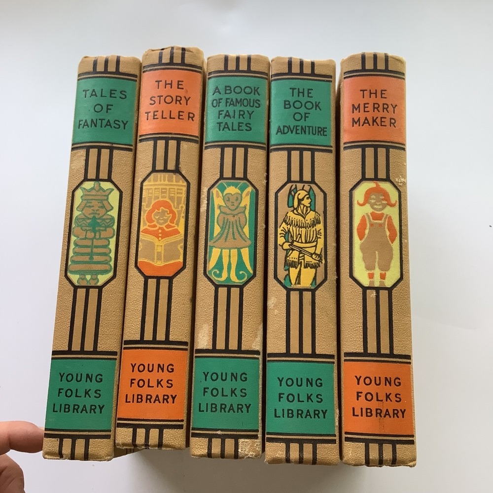 Young Folks Library 4th Edition 1944 Book Set of 5 Children's Literature